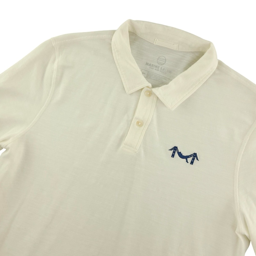 Marine Layer Polo Shirt Mens M/L White Solid The Air Polo Lightweight Top